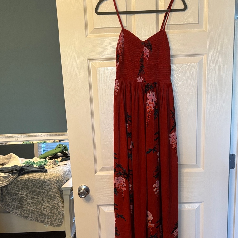 Free People Red Floral Maxi Dress